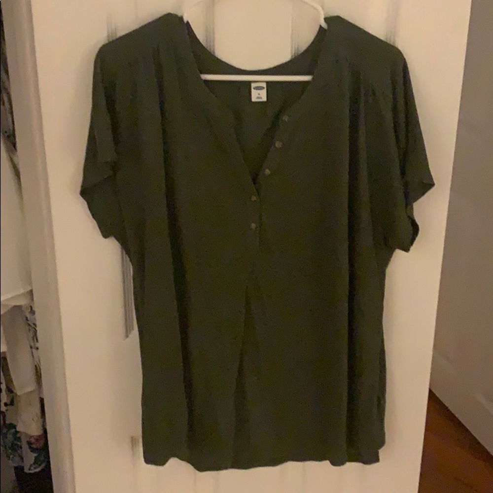 Olive linen blend top